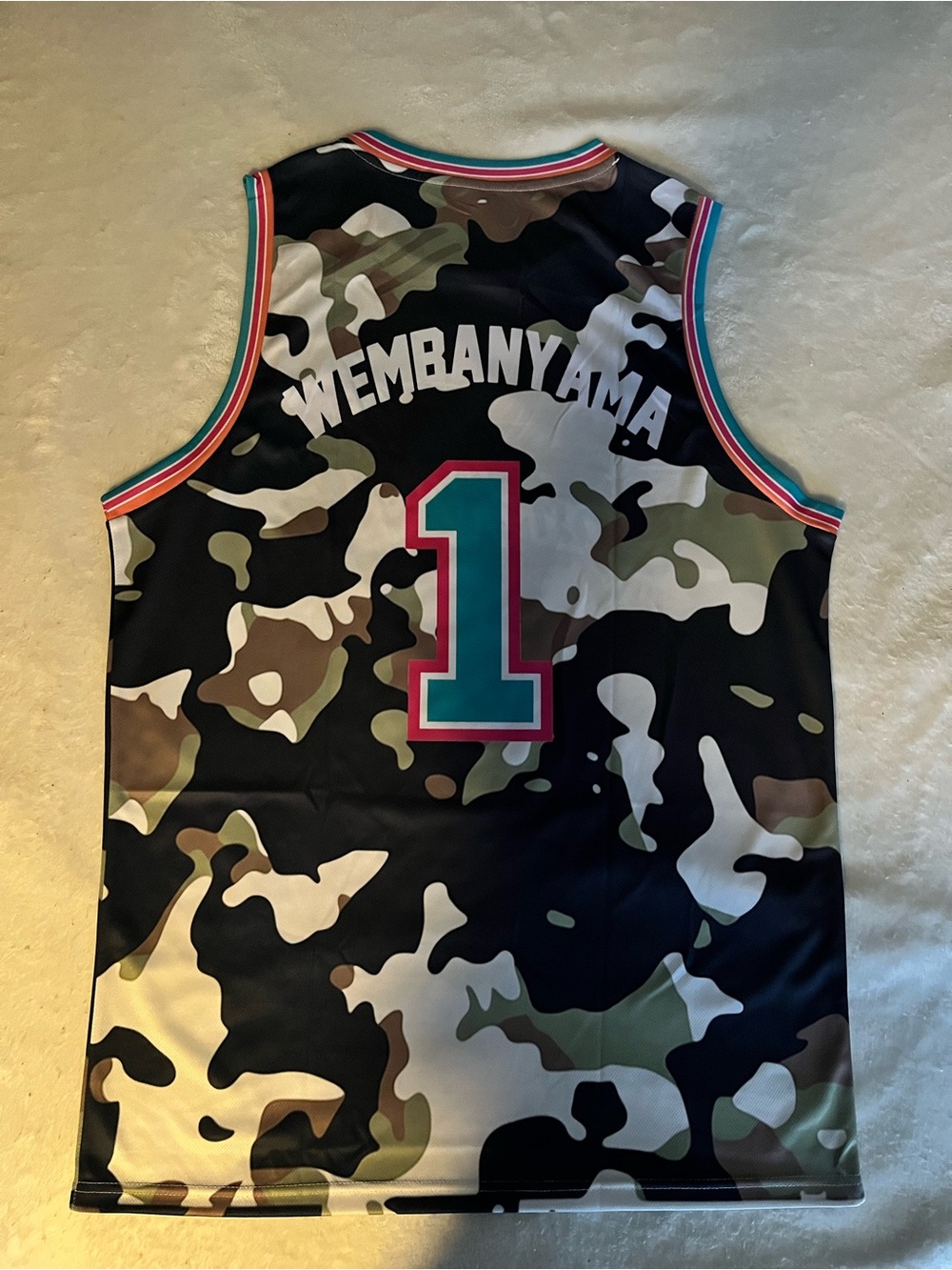 San Antonio Spurs Victor Wembanyama #1 Camo Tank Top Basketball Jersey WEMBY
